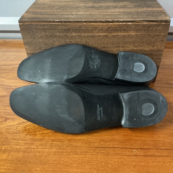 Salvatore Ferragamo Men Black Pebbled Leather Moc Split Toe Derby Oxford Size 13 - Picture 7 of 9